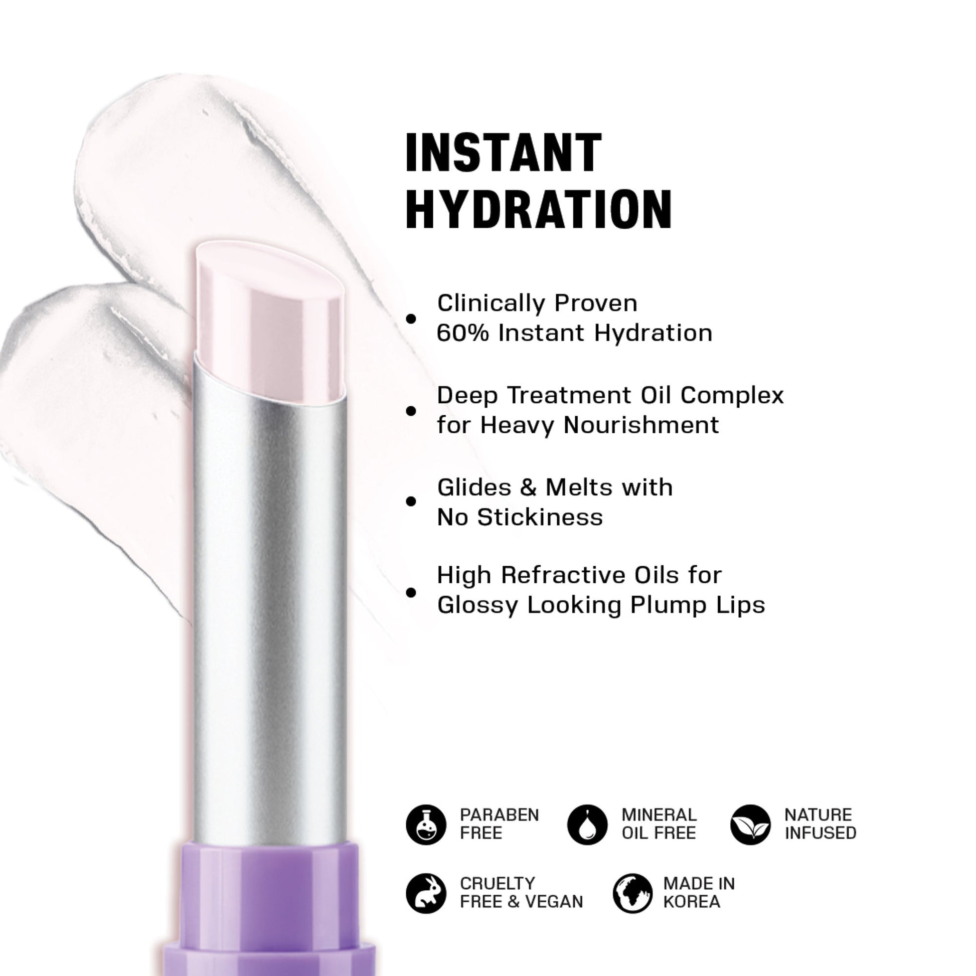 LOVETC Treatment Oil Infused Lip Balm, Clinically Proven 60% Instant Hydration - Basic Instinct