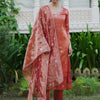 Dhiyona IE Women Floral Embroidered Regular Liva Kurta with Trousers & With Dupatta