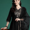 Dhiyona IE Ethnic Motifs Zari Embroidered Liva Kurta With Sharara & Dupatta
