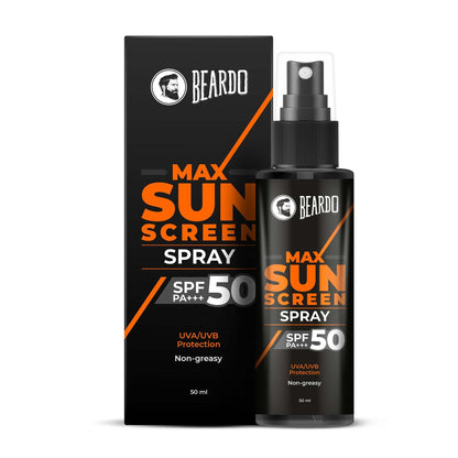 Beardo Max Sunscreen Spray SPF-50 P+++ For Indian Men,Non-Greasy Sunscreen Spray,For Oily Skin