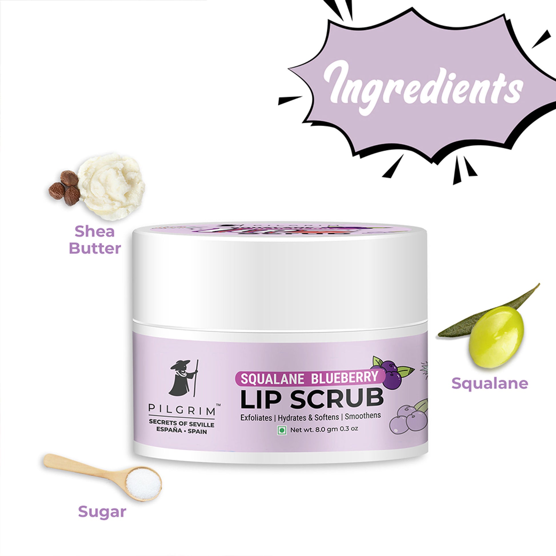 Pilgrim Squalane Blueberry Lip Scrub