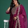 Indyancart IE Plus Size Ethnic Motifs Embroidered Liva Kurta with Trousers & With Dupatta