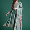 Dhiyona IE Floral Embroidered Sequinned Kurta With Trousers & Dupatta