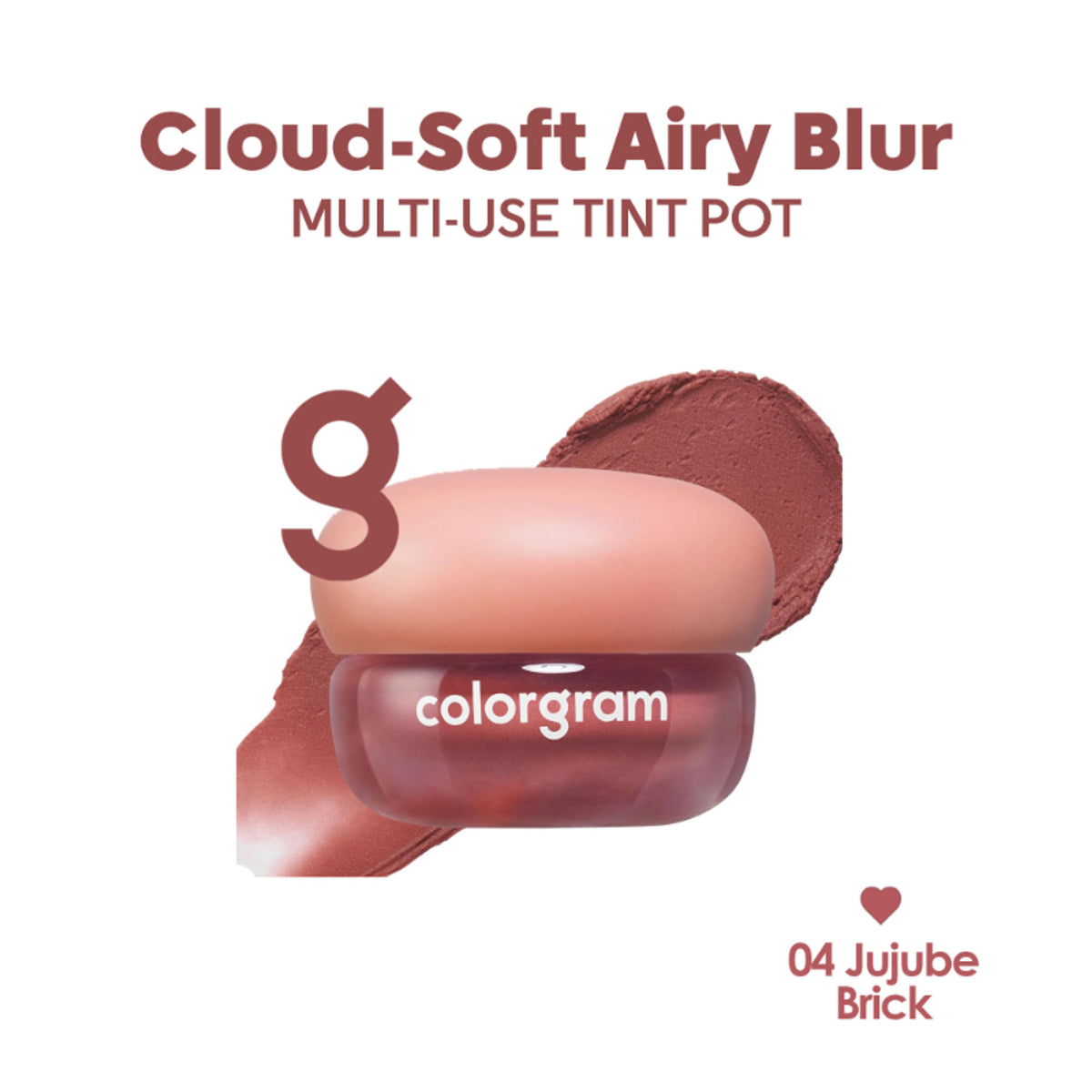 COLORGRAM Tintin Dory Blur Jam in Jujube Brick, a rich, warm-colored lip tint with a smooth, creamy texture.