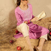 Indyancart IE Women Ethnic Motifs Flared Sleeves Mirror Work Pastels Kurta