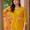 Dhiyona IE Floral Embroidered Thread Work Straight Kurta With Trousers & Dupatta