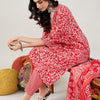 Indyancart IE Floral Printed Straight Kurta With Trousers & Dupatta