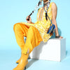 Dhiyona IE Women Yellow Floral Printed Kurta with Dhoti Pants