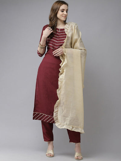 Dhiyona IE Yoke Design Gotta Patti Kurta with Trousers & With Dupatta