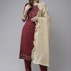 Indyancart IE Yoke Design Gotta Patti Kurta with Trousers & With Dupatta