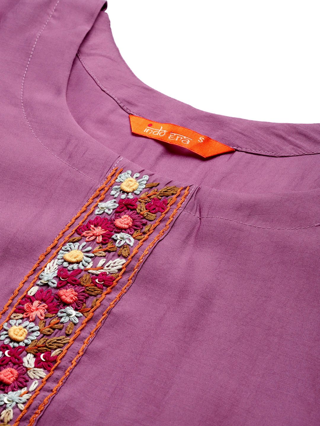 Indyancart IE Floral Embroidered Thread Work Kurta with Trousers & With Dupatta