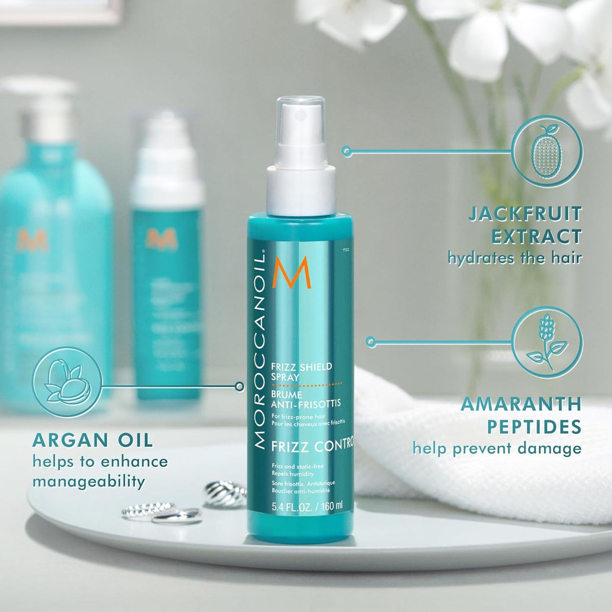 Moroccanoil Frizz Shield Spray | Argan Oil |Anti-Frizz & Humidity Defense, Smooth, Silky All Hair