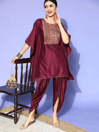 Dhiyona IE Ethnic Motifs Liva Draped Luxe Kurta Set