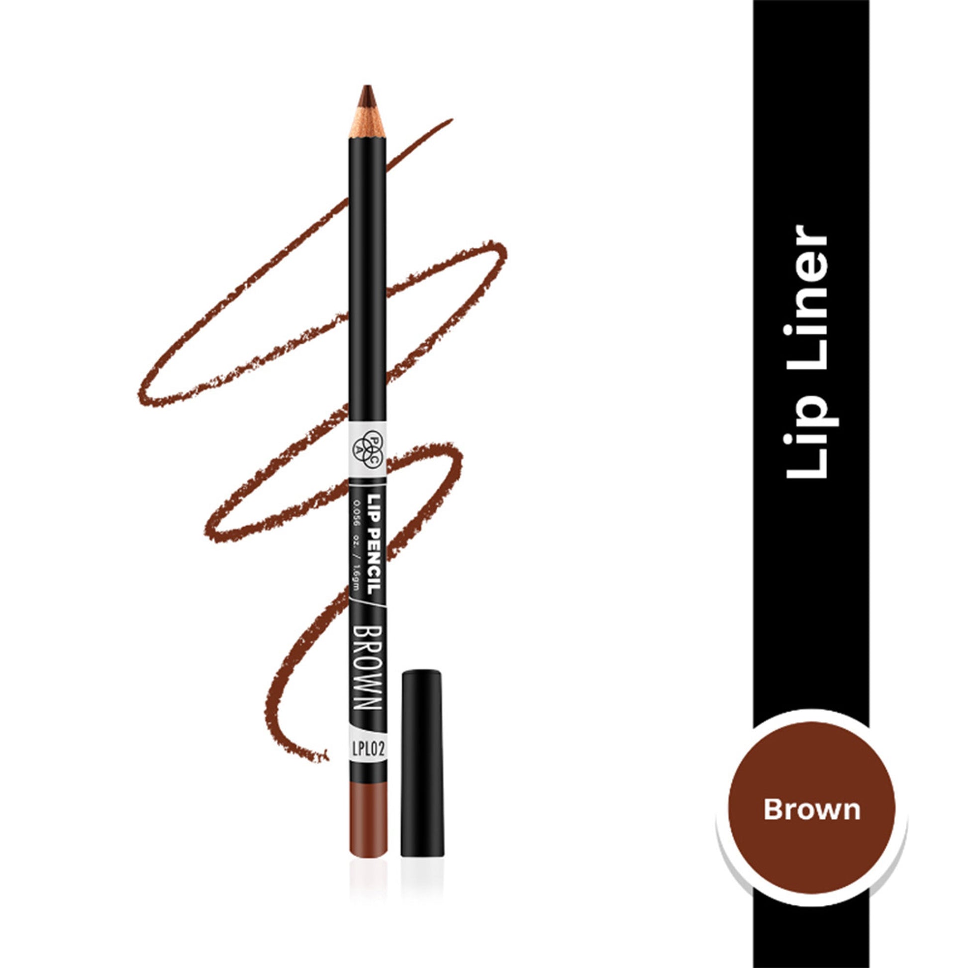 PAC Lip Pencil - Creamy Non Drying Longwear Formula, Intense Pigment, Matte Finish - Brown