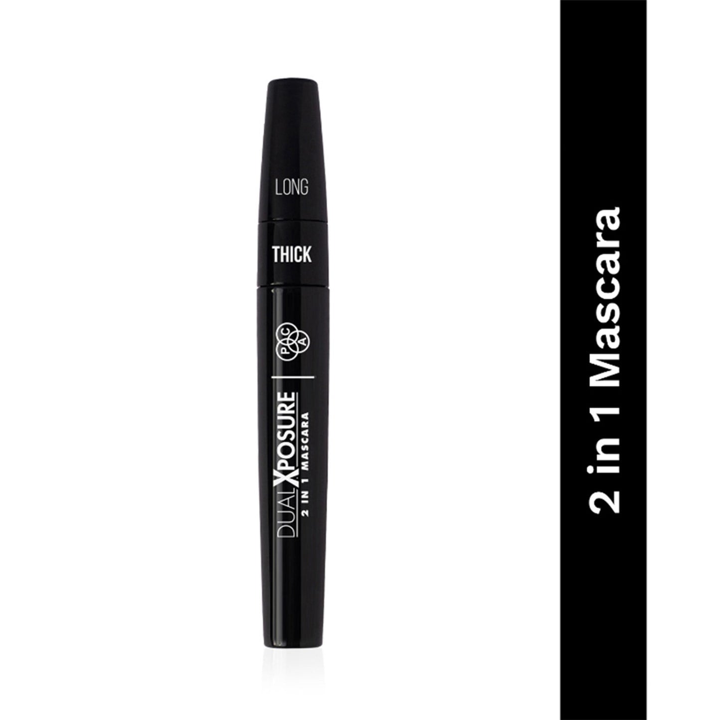 PAC Dual Xposure Mascara - 2-in-1 Volumizing & Lengthening Mascara, Longlasting Clump Free