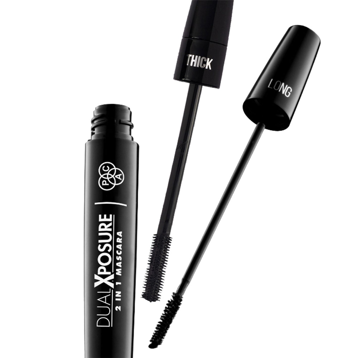 PAC Dual Xposure Mascara - 2-in-1 Volumizing & Lengthening Mascara, Longlasting Clump Free