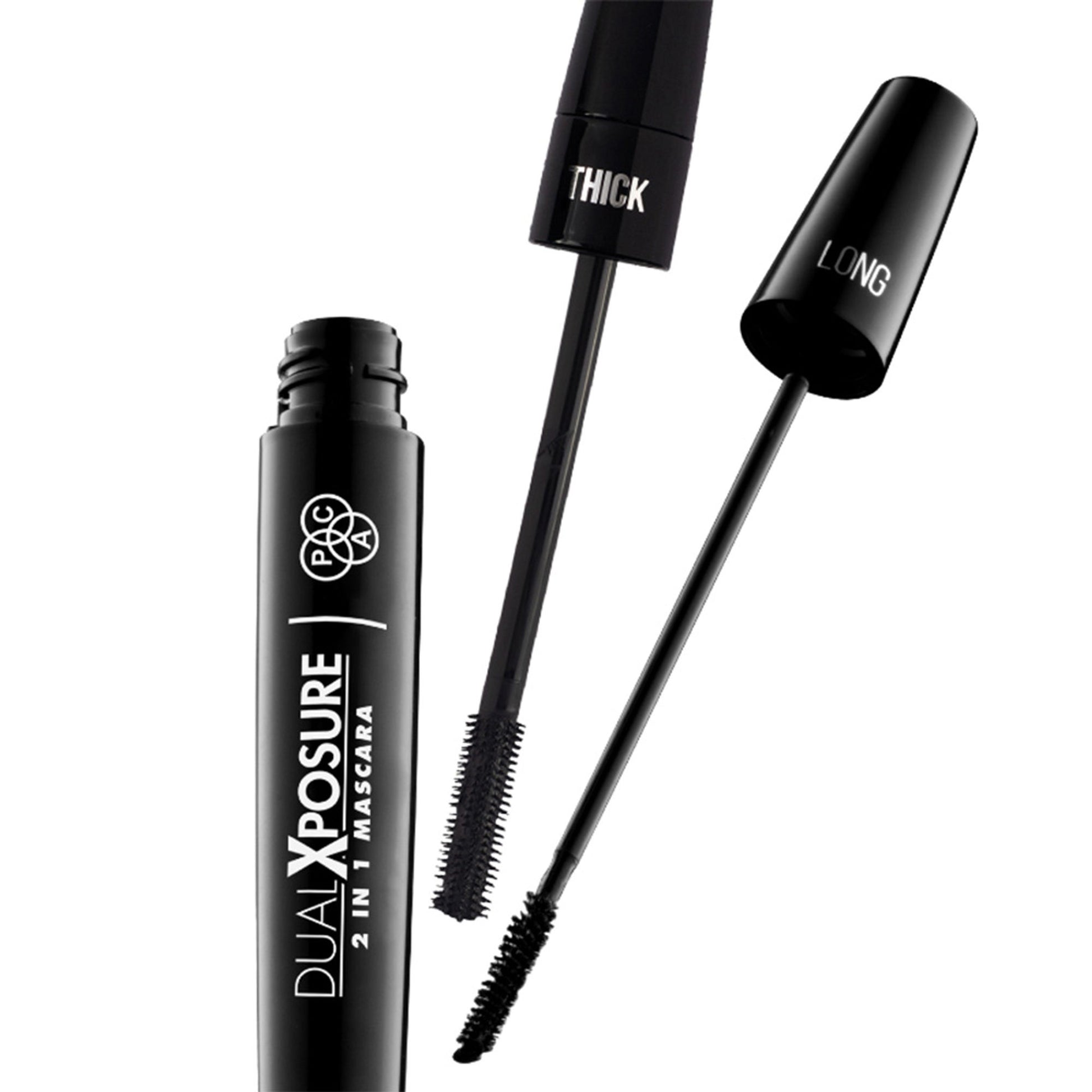 PAC Dual Xposure Mascara - 2-in-1 Volumizing & Lengthening Mascara, Longlasting Clump Free