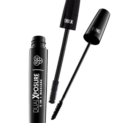 PAC Dual Xposure Mascara - 2-in-1 Volumizing & Lengthening Mascara, Longlasting Clump Free