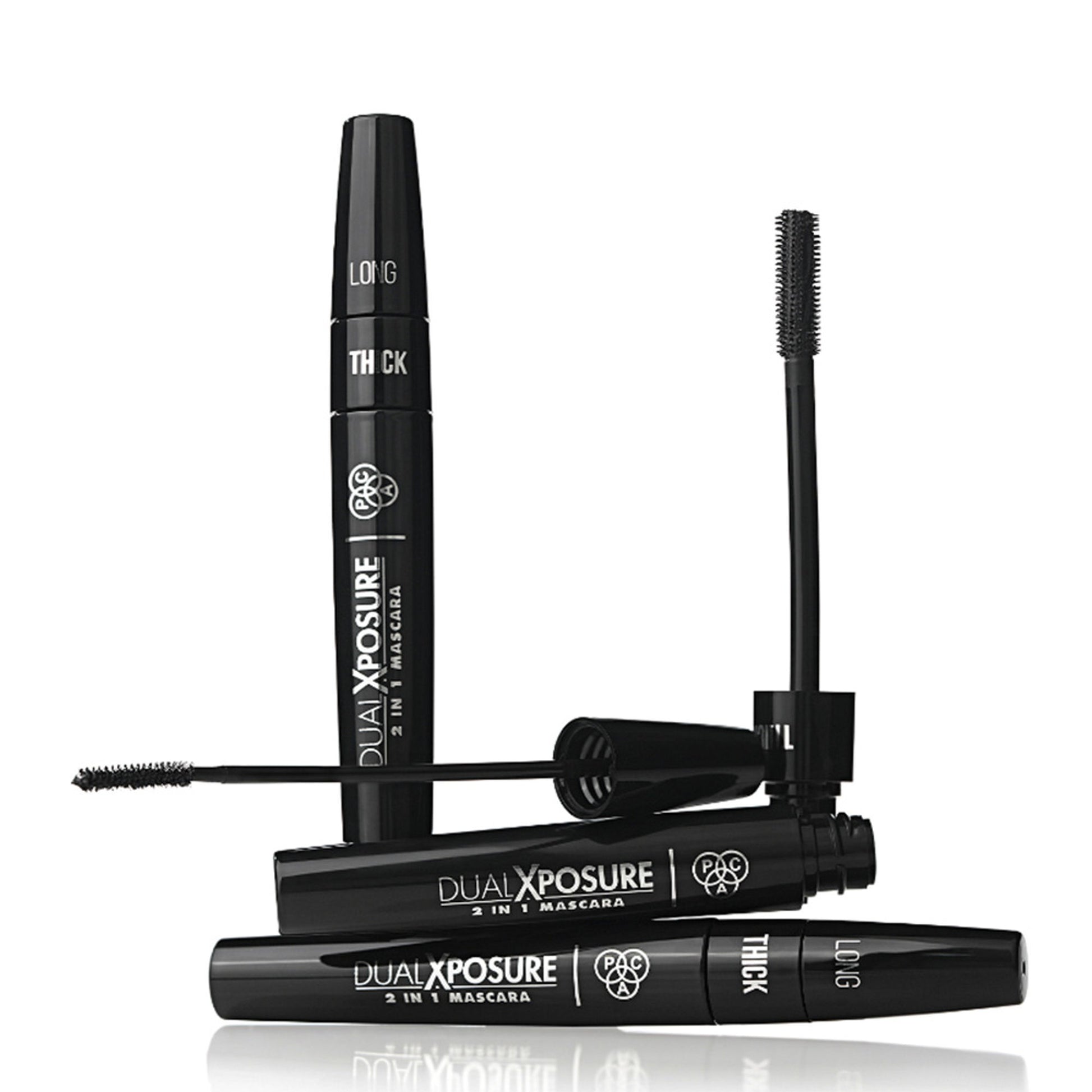 PAC Dual Xposure Mascara - 2-in-1 Volumizing & Lengthening Mascara, Longlasting Clump Free