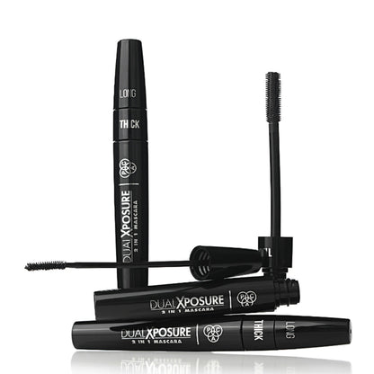 PAC Dual Xposure Mascara - 2-in-1 Volumizing & Lengthening Mascara, Longlasting Clump Free