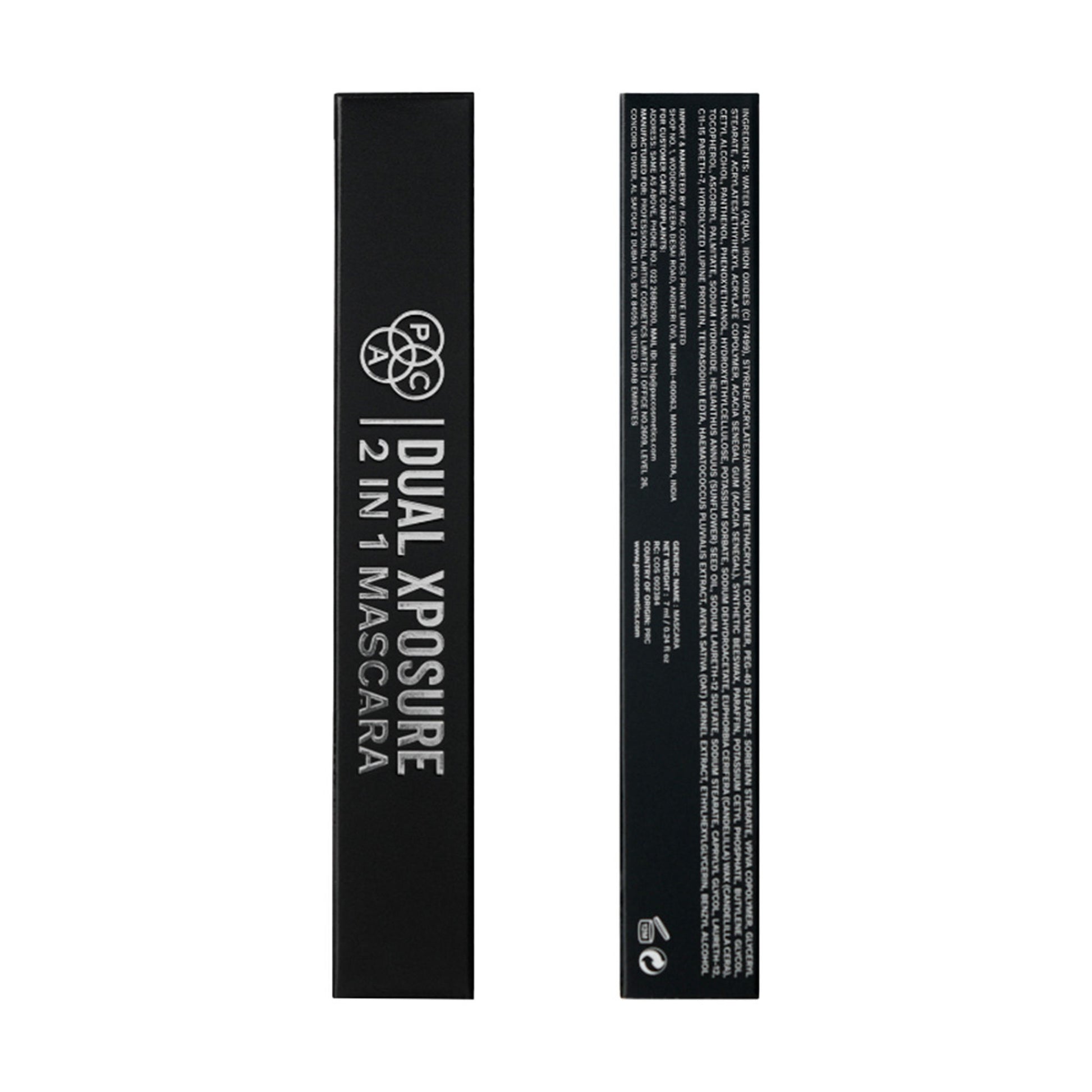 PAC Dual Xposure Mascara - 2-in-1 Volumizing & Lengthening Mascara, Longlasting Clump Free