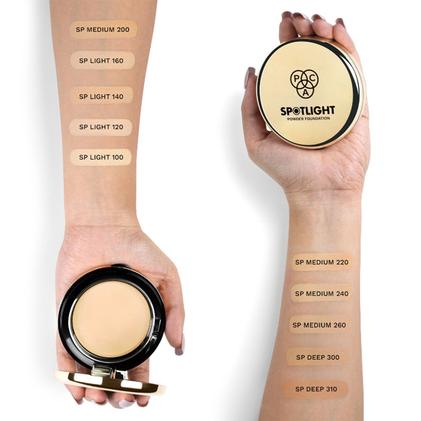 PAC Spotlight Powder Foundation - Soft Focus Base, Full Coverage, Smooth One stroke Application - SP Medium 260
