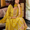 Dhiyona IE Floral Embroidered Mirror Work Round Neck Anarkali Kurta With Palazzos & Dupatta