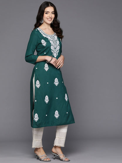 Dhiyona IE Floral Embroidered Thread Work Kurta