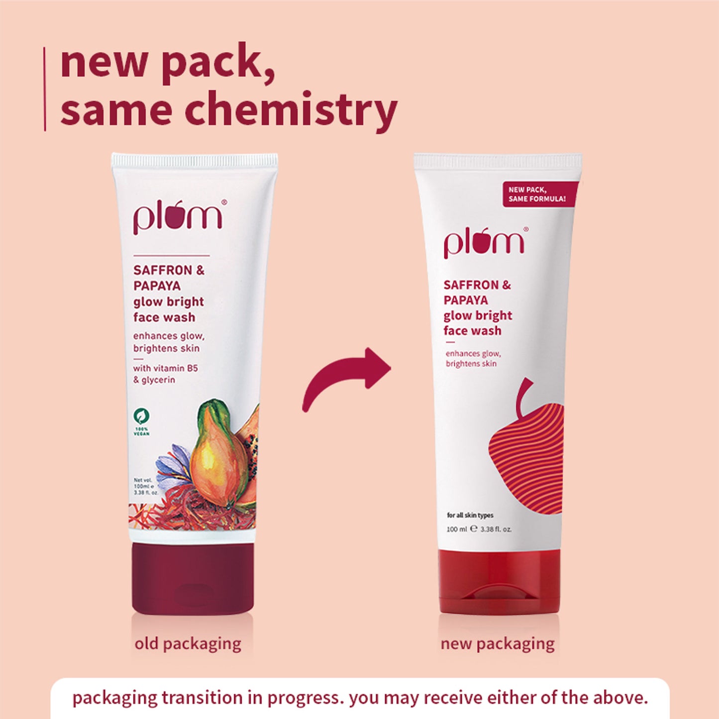 Plum Saffron & Papaya Glow Bright Gel Face Wash For Daily Use - Fights Dullness & Evens Skin Tone