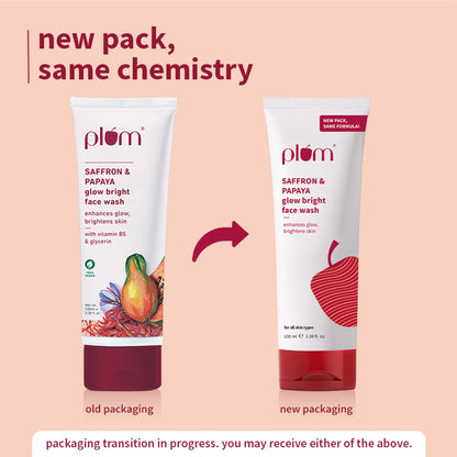 Plum Saffron & Papaya Glow Bright Gel Face Wash For Daily Use - Fights Dullness & Evens Skin Tone