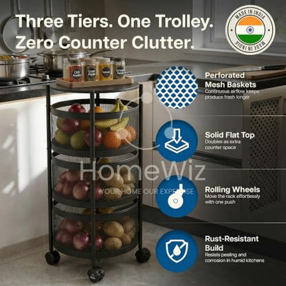 HomeWiz Round Kitchen Rack 3- Layer