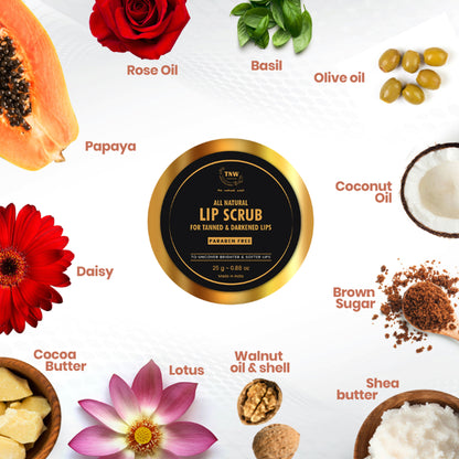 TNW The Natural Wash Lip Lightening Exfoliating Lip Scrub Balm for Tanned Darkened Lips