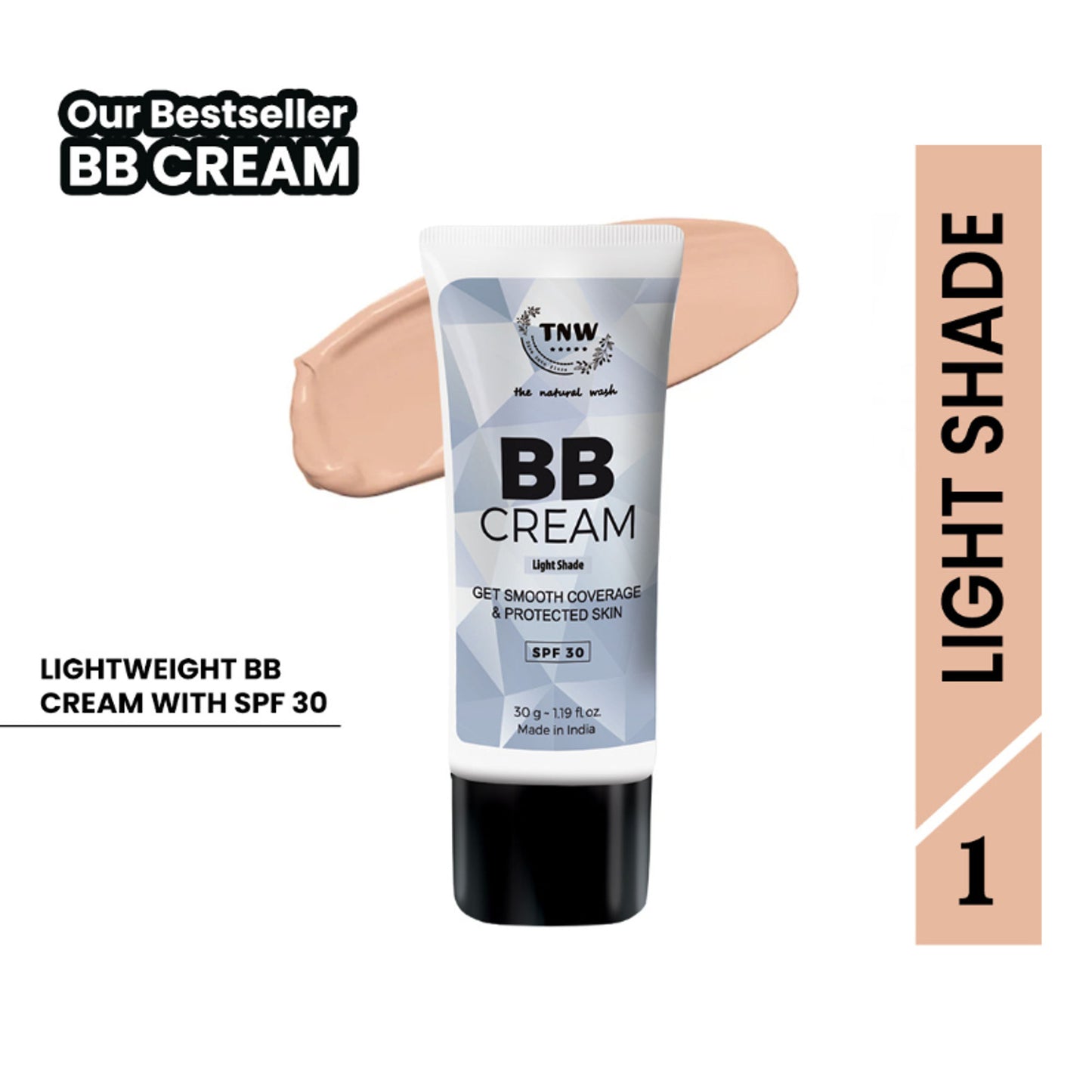 TNW The Natural Wash BB Cream With SPF 30 Sun Protection Gives Instant Fairness - Light Shade 01