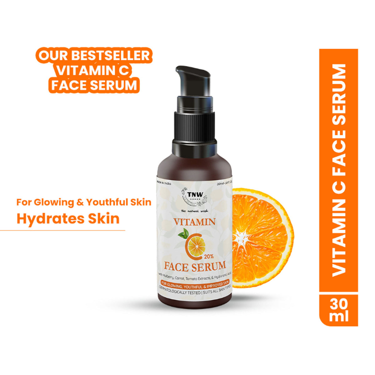 TNW The Natural Wash 20% Vitamin C Face Serum with Mulberry Extract for Glowing & Radiant Skin