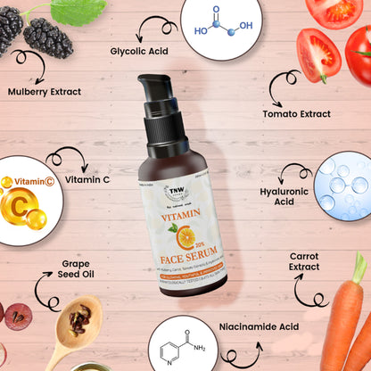 TNW The Natural Wash 20% Vitamin C Face Serum with Mulberry Extract for Glowing & Radiant Skin