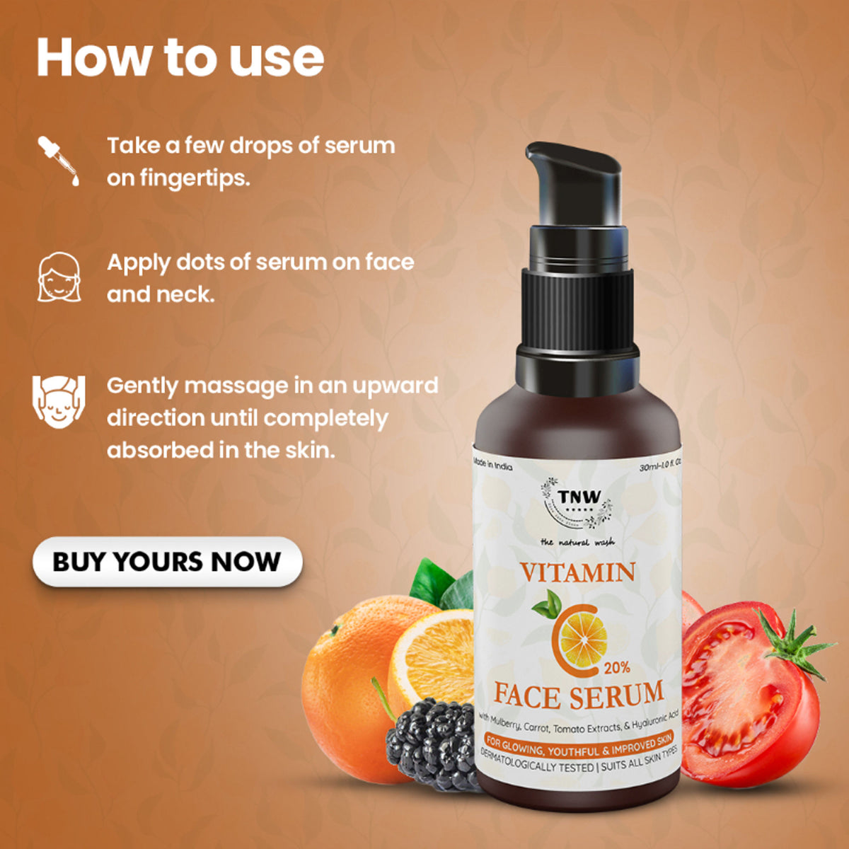 TNW The Natural Wash 20% Vitamin C Face Serum with Mulberry Extract for Glowing & Radiant Skin