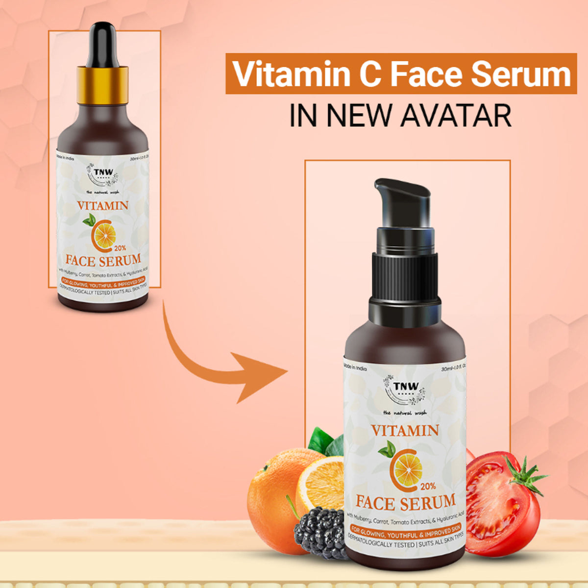 TNW The Natural Wash 20% Vitamin C Face Serum with Mulberry Extract for Glowing & Radiant Skin