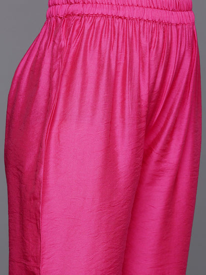 Indyancart VA Women's Ethnic Motifs Yoke Design Regular Sequinned Kurta with Trousers & Dupatta