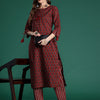 Dhiyona IE Ethnic Motifs Printed Pure Cotton Kurta with Trousers