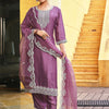 Dhiyona IE Ethnic Motifs Yoke Design Panelled Sequinned Kurta with Trousers & With Dupatta