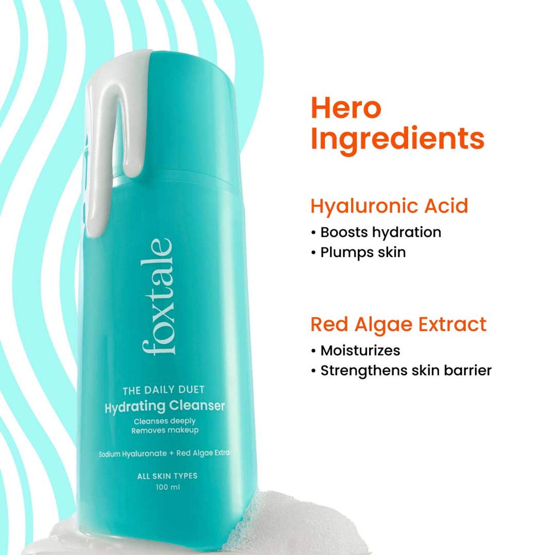 Foxtale Hydrating Cleanser & Makeup Remover with Hyaluronic Acid for Dryness & Deep Hydration