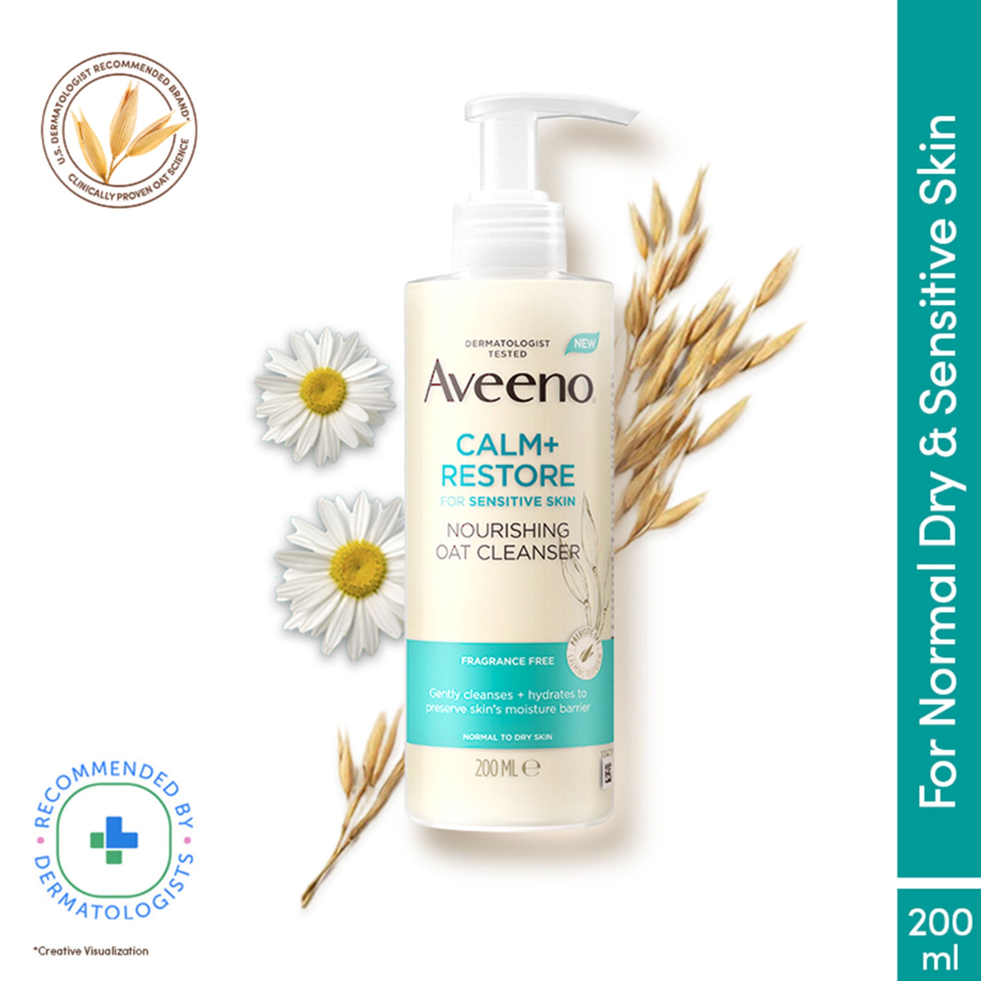 Aveeno Calm + Restore Non Foaming Moisturising Oat Face Wash Dry Sensitive Skin Dermat Recommended