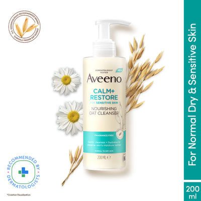 Aveeno Calm + Restore Non Foaming Moisturising Oat Face Wash Dry Sensitive Skin Dermat Recommended