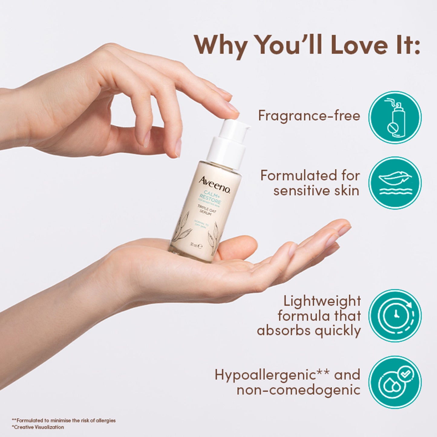 Aveeno Calm + Restore Hydrating Oat Face Serum Normal Dry Sensitive Skin Dermat Recommended