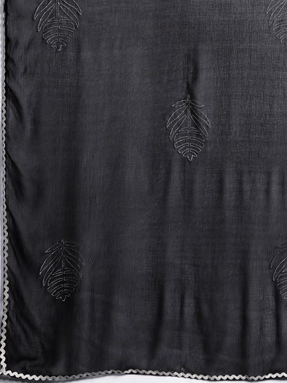 Dhiyona IE Embroidered Panelled Mirror Work Kurta With Trousers & Dupatta
