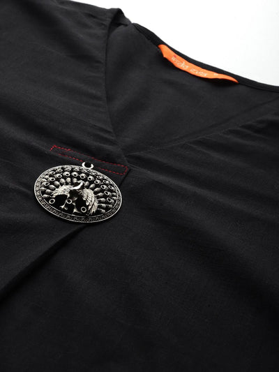 Indyancart IE Floral Embroidered Pure Cotton Kurta with Trousers