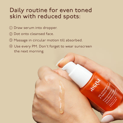 Asaya 15% Vitamin C + E Serum For Face With Ferulic Acid Lightweight Face Serum For Glowing Skin