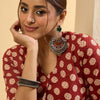 Dhiyona IE Women Printed Pleated Pure Cotton Kurta with Trousers