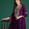 Indyancart IE Paisley Embroidered Sequinned Kurta with Palazzos & With Dupatta