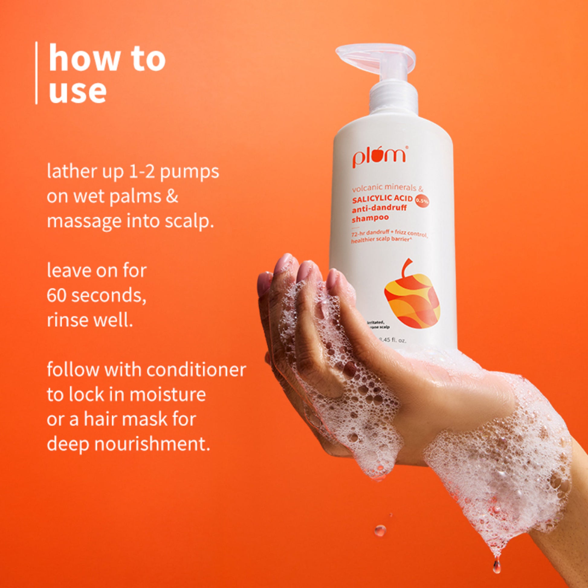 Plum Anti-Dandruff Shampoo with Volcanic Minerals 0.5% Salicylic Acid, 72hr Dandruff & Frizz Control